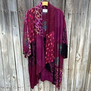 Wild Thing Wild Woman Vintage Mixed Print Kimono Duster Rayon Pink OS